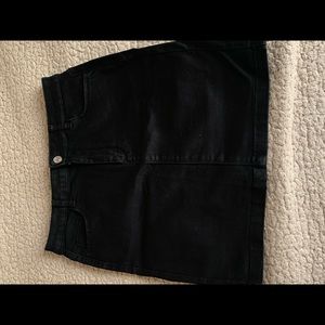 Black denim mini skirt